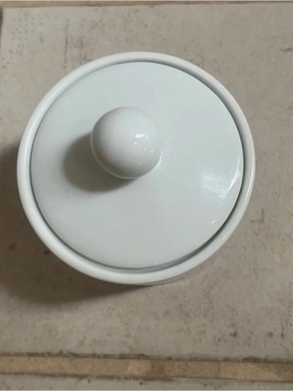 Minimalist White Ceramic Sugar Bowl or Salt Cellar with Knob Lid